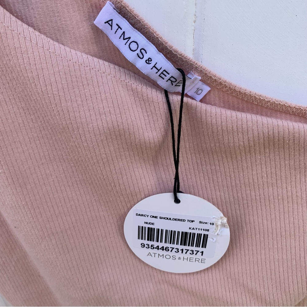 🎯 BNWT Atmos & Here one shoulder ribbed top size 10 - Picture 5 of 5
